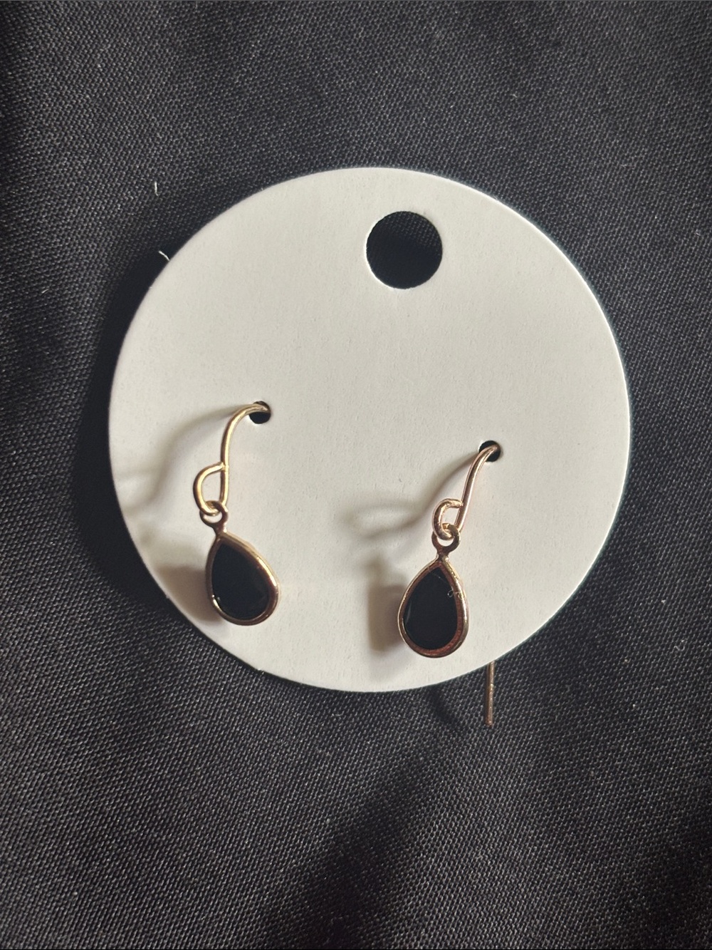 5 for 10 💵 gold drop earrings with black cubic zirconia